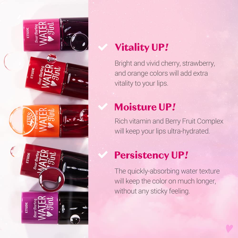 Dear Darling Water Tint Cherry Ade (21AD) | Vivid Color Lip Stain with Moisturizing Weightless & Non-Sticky Finish Lip Stain | Smudge-Proof & Lightweight Lip Tint | K-Beauty
